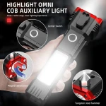 4 In 1 USB Rechargeable Multi-Function LED Flashlight With Power bank