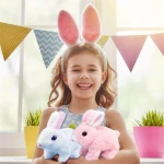 2Pcs- Electronic Rabbit Toy Easter Bunnies Can Walk and Talk